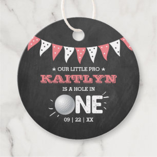 Hole in one Girls Golf 1st Birthday Par-t-shirt Bedankjes Labels