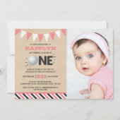 Hole in one Girls Golf 1st Birthday Par-t-shirt fo Kaart (Voorkant)