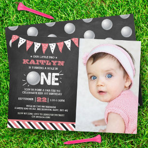 Hole in one Girls Golf 1st Birthday Par-t-shirt fo Kaart