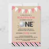 Hole in one Girls Golf 1st Birthday Par-t-shirt Kaart (Voorkant)