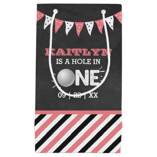 Hole in one Girls Golf 1st Birthday Par-t-shirt Klein Cadeauzakje (Voorkant)