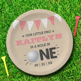 Hole in one Girls Golf 1st Birthday Par-t-shirt Papieren Bordje