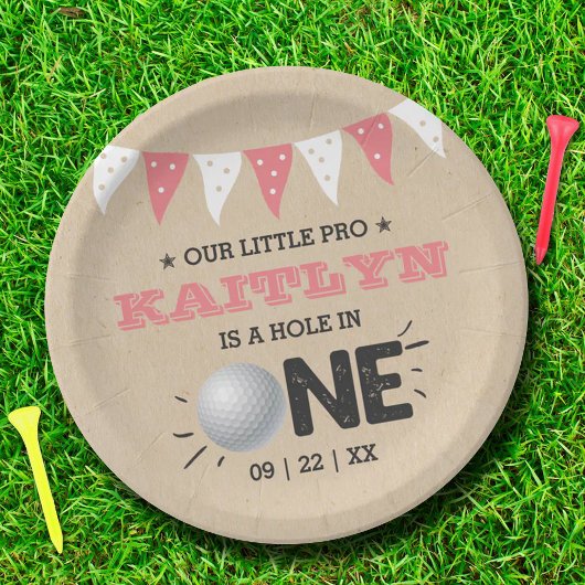 Hole in one Girls Golf 1st Birthday Par-t-shirt Papieren Bordje