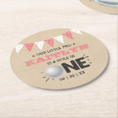 Hole in one Girls Golf 1st Birthday Par-t-shirt Ronde Kartonnen Onderzetter (Gebogen)