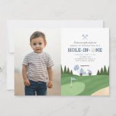 Hole in One Golf 1e Verjaardag Foto Kaart (Voorkant)
