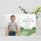 Hole in One Golf 1e Verjaardag Foto Kaart (Staand voorkant)
