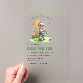 Hole in One Golf 1e Verjaardag Jongen Acryl Uitnodigingen