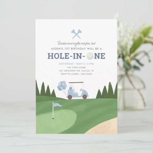 Hole in One Golf 1e verjaardag Kaart (Staand voorkant)