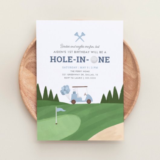 Hole in One Golf 1e verjaardag Kaart