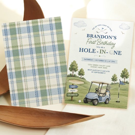 Hole in One: Golf 1e Verjaardag Par-Tee Kaart