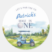 Hole In One Golf 1e Verjaardag Ronde Sticker (Voorkant)