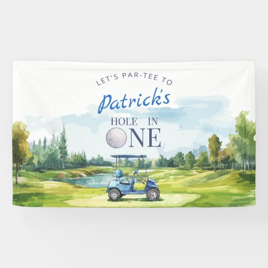 Hole In One Golf 1e Verjaardag Spandoek (Horizontaal)