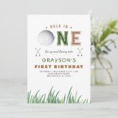 Hole-in-One Golf 1e verjaardagsfeest Kaart (Staand voorkant)