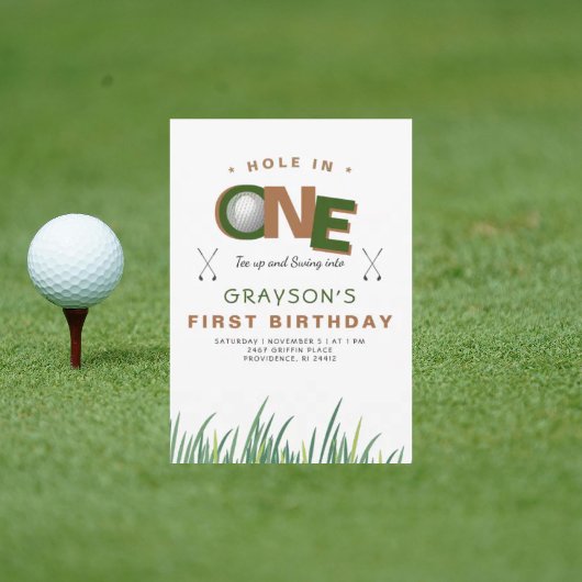 Hole-in-One Golf 1e verjaardagsfeestje II Kaart