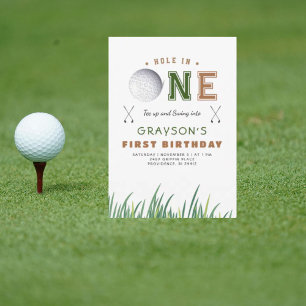 Hole-in-One Golf 1e verjaardagsfeestje Kaart