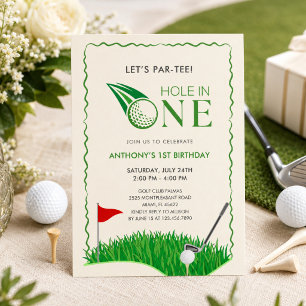 Hole In One Golf 1e Verjaardagsuitnodiging Kaart