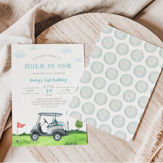 Hole-In-One Golf 1e verjaardagsuitnodiging Kaart