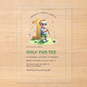 Hole in One Golf 1st Birthday Boy Acryl Uitnodigingen (Voorkant)