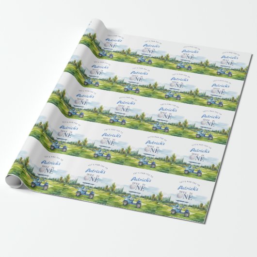 Hole In One Golf 1st Birthday  Cadeaupapier (Uitgerold)