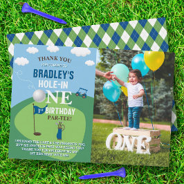 Hole in one Golf 1st Birthday Photo Bedankkaart
