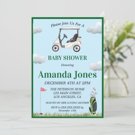 Hole in One Golf Baby shower Kaart (Staand voorkant)