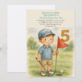 Hole in One Golf Boy 5e verjaardag Par-Tee Kaart (Voorkant / Achterkant)