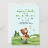 Hole in One Golf Boy Blue First Birthday Par-T-shi Kaart (Voorkant)