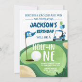 Hole in One Golf Boy Eerste Verjaardag Par-T-shirt Kaart (Voorkant)