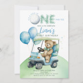 Hole in One Golf Boy Eerste Verjaardag Par-T-shirt Kaart (Voorkant)