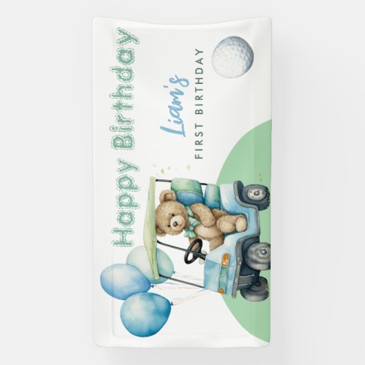 Hole in One Golf Boy Eerste Verjaardag Par-T-shirt Spandoek (Verticaal)