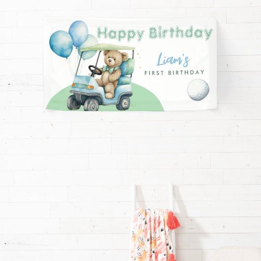 Hole in One Golf Boy Eerste Verjaardag Par-T-shirt Spandoek (Insitu)