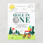 Hole in One Golf Boy Golfen Par-t-shirt 1e Verjaar Briefkaart<br><div class="desc">Leuke Waterverf Hole In Een Golfjongen Golfen Par-t-shirt 1e Verjaardagsuitnodiging</div>