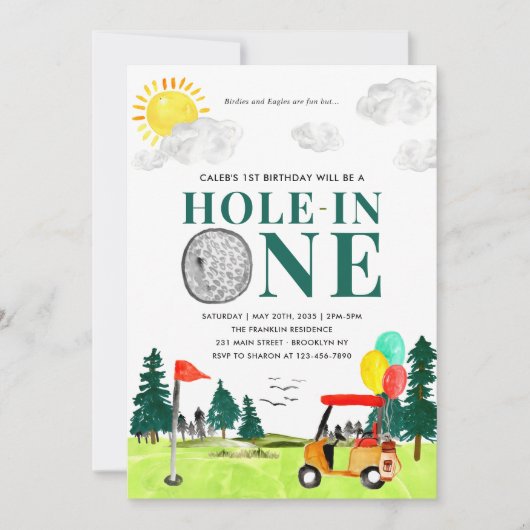 Hole in One Golf Boy Golfen Par-t-shirt 1e Verjaar Kaart (Voorkant)