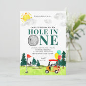 Hole in One Golf Boy Golfen Par-t-shirt 1e Verjaar Kaart (Staand voorkant)