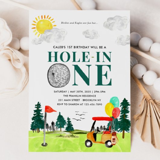 Hole in One Golf Boy Golfen Par-t-shirt 1e Verjaar Kaart