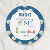 Hole in One Golf Boy Verjaardag Bedankjes Labels (Voorkant)