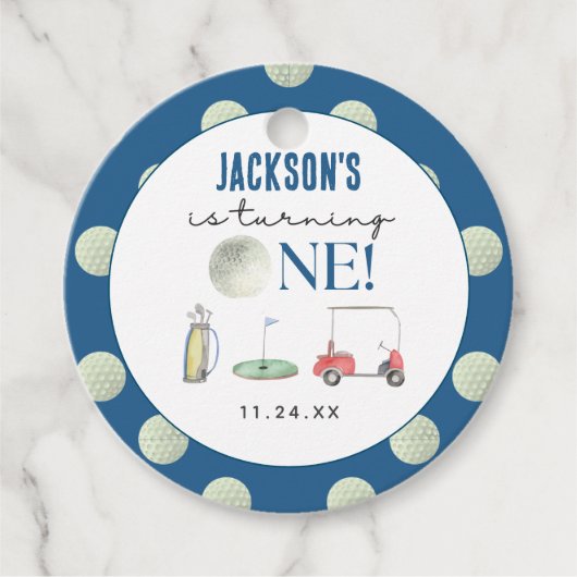 Hole in One Golf Boy Verjaardag Bedankjes Labels (Voorkant)