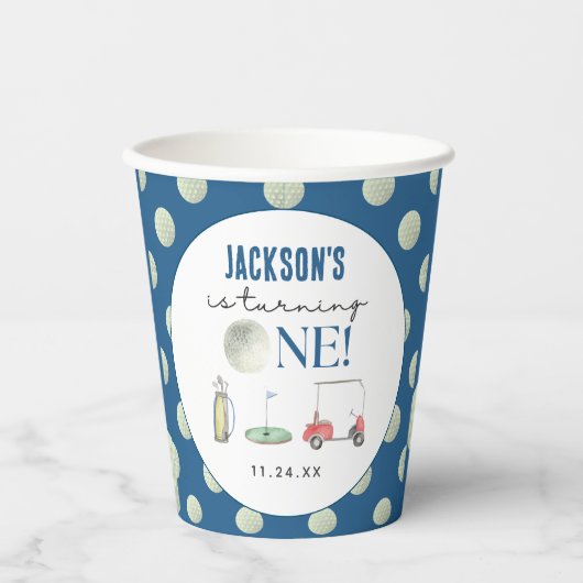 Hole in One Golf Boy Verjaardag Papieren Bekers (Voorkant)