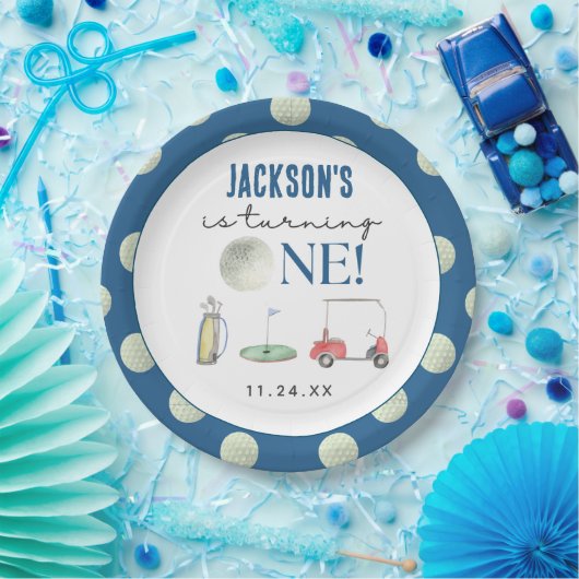 Hole in One Golf Boy Verjaardag Papieren Bordje (Feest)