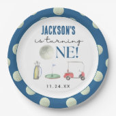 Hole in One Golf Boy Verjaardag Papieren Bordje (Voorkant)