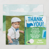 Hole in One Golf Dank u kaart Eerste Verjaardag (Voorkant / Achterkant)