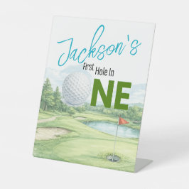 Hole in One Golf Eerste Verjaardag Piedestal Bord Reclamebord Met Voetstuk