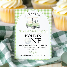 Hole in One Golf Eerste Verjaardagsfeest Groen Kaart