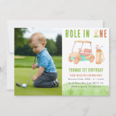 Hole In One Golf Eerste Verjaardagsfeestje Kaart (Voorkant)