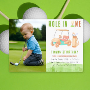 Hole In One Golf Eerste Verjaardagsfeestje Kaart