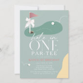 Hole in One Golf Fairway Par-Tee Girl 1st Birthday Kaart (Voorkant)