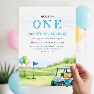 Hole In One Golf Feestje 1e Eerste Verjaardag Kaart