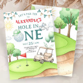 Hole in One Golf First Birthday Invitation  Kaart