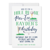 Hole in One Golf First Birthday Waterverf