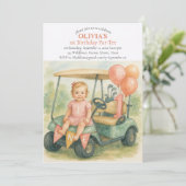 Hole in One Golf Girl 1e Verjaardag Par-Tee Kaart (Staand voorkant)